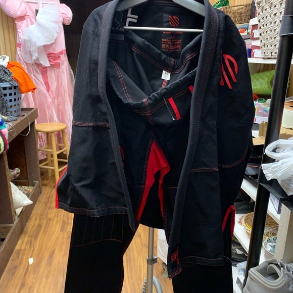 Sanabul A1 Brazilian Jiu-Jitsu Gi-Black with Red Logos - Picture 2 of 9